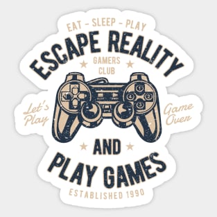 Escape Reality And Play Games Gamers Club Eat Sleep PLay Let’s Play Game Over Sticker